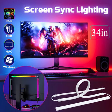 RGBIC LED Backlight for 27-34 Inch PC, Smart LED Lights for Monitors with Color Matching, Monitor sync led strip light, Sync light with music